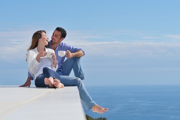 happy young romantic couple have fun relax