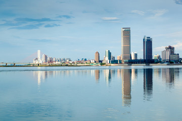 shanghai skyline with reflection,China