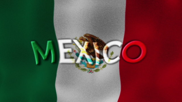 Mexico Flag and Text, Textile Background
