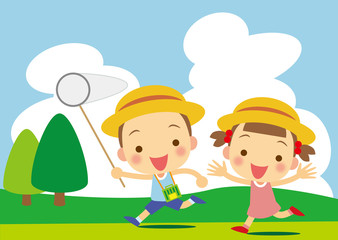 夏休み　元気に走る子ども