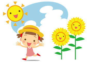 夏、活き活き女の子