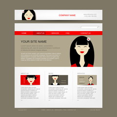 Website design template with asian woman