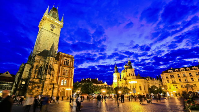 City Pedestrian Traffic Time Lapse Prague