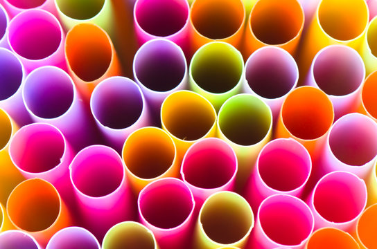 Close up colorful of drinking straw background