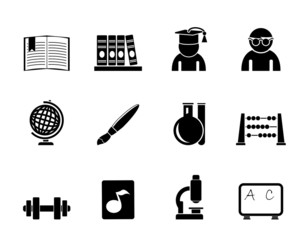 Silhouette school and education icons