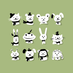 Set of funny animals for your design