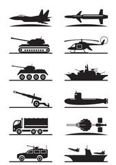 Military equipment icon set - vector illustration
