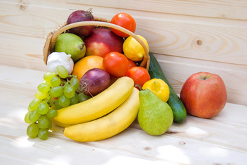 organic food background Vegetables in the basket