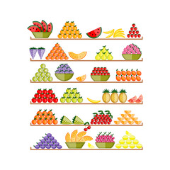 Shelves with fruits for your design
