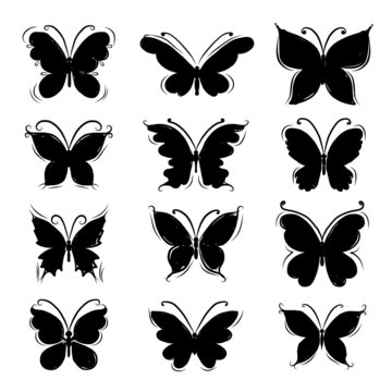 Set of butterfly silhouettes for your design