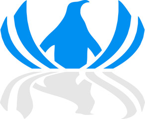 Pinguin Wasser Spiegelung Logo