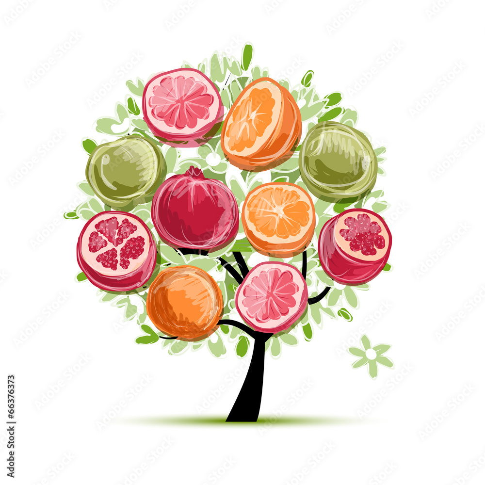 Poster frame made from fruits, sketch for your design