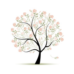 Fototapeta na wymiar Spring tree with roses for your design
