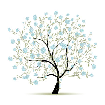 Spring tree with flowers for your design