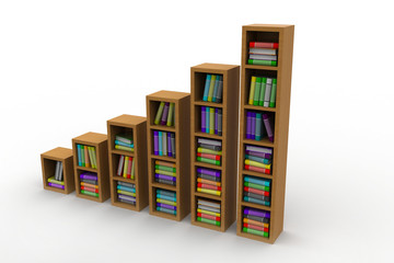 books on a wooden shelf