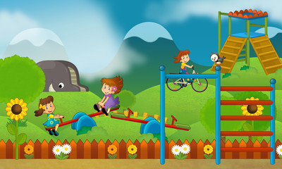 Children at playground - illustration for the children