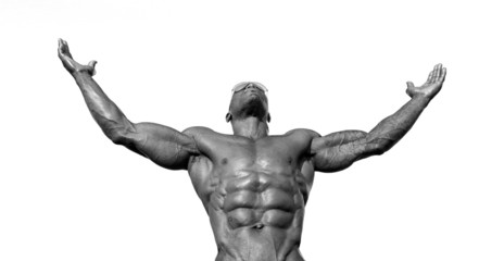 Bodybuilder with perfect abs, shoulders,biceps, triceps,chest