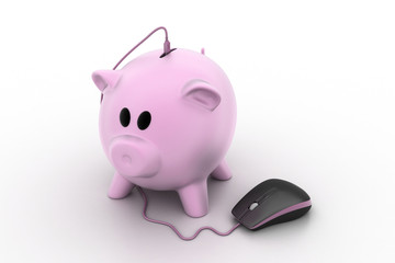 Piggy bank with computer mouse