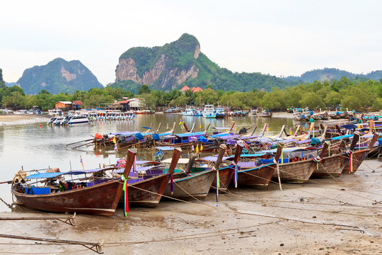 Traditional Thai longtail boats