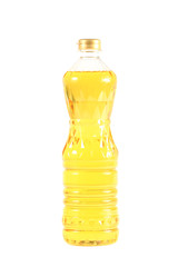 Bottle of vegetable oil for cooking isolated on white