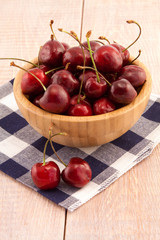 Bowl with ripe cherries