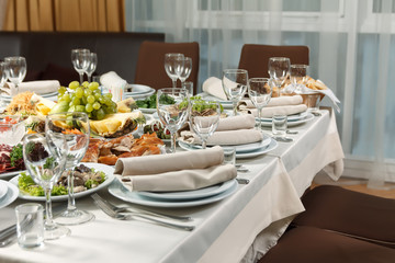 Table set for event party or wedding reception celebration