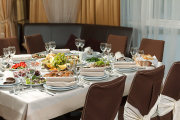 Table set for event party or wedding reception celebration