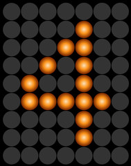 Orange digital led number 4 alphabet