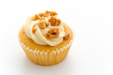 Nuts cupcake isolated on white background