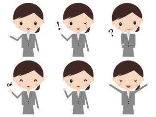 ビジネスウーマン　表情　セット