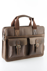 Leather bag isolated on white background