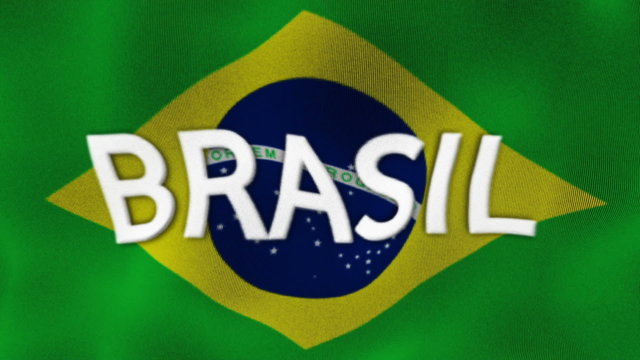 Brasil Flag and Text, Textile Background