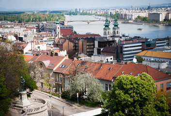 Budapest, aerial view with Danube river