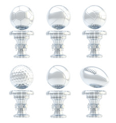 Award sport trophy cup set isolated