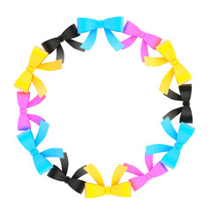 Round frame made of ribbon bows