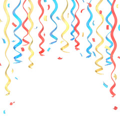 Confetti and serpentine composition isolated