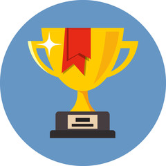 Vector Trophy Cup with red ribbon