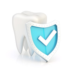 Fototapeta premium White tooth covered with the shield