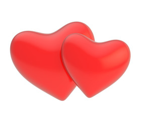 Pair of hearts composition isolated