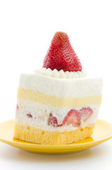 Strawberry cheesecake isolated on white background