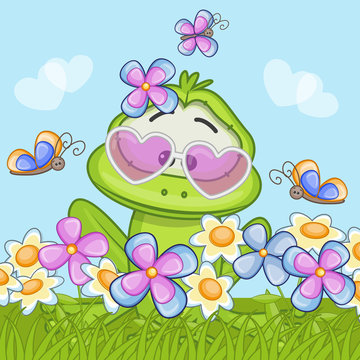 Frog with flowers