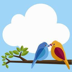 Illustrations of the Lover birds on the tree
