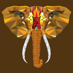 Fototapeta premium Elephant head with geometric pattern- Vector illustration