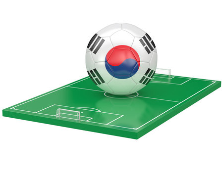 Ballon Corée du Sud sur terrain de football