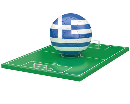 Ballon Grèce sur terrain de football