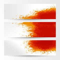 set of three banners, abstract headers with orange blots - 66391724