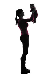 Fototapeta na wymiar woman mother holding baby silhouette