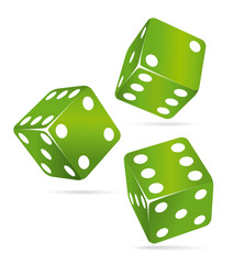 Three green casino dices.