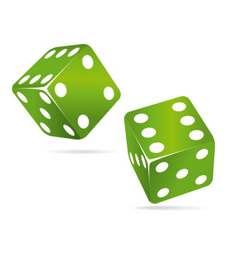 Two green casino dices.