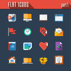 Communication and technology icons set. Flat design